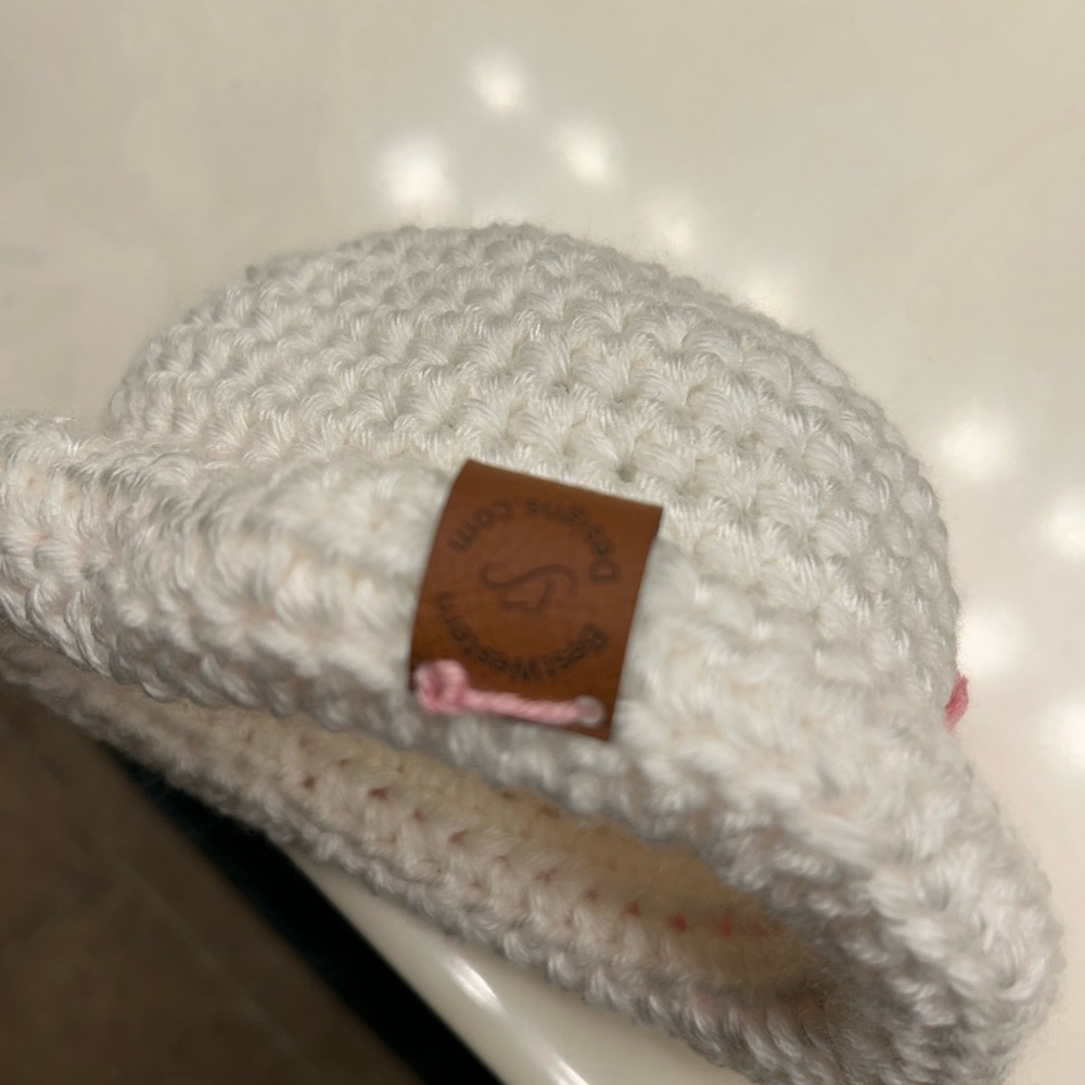 Pink and White Crochet Newborn Cowgirl Set - Picture 3 of 5